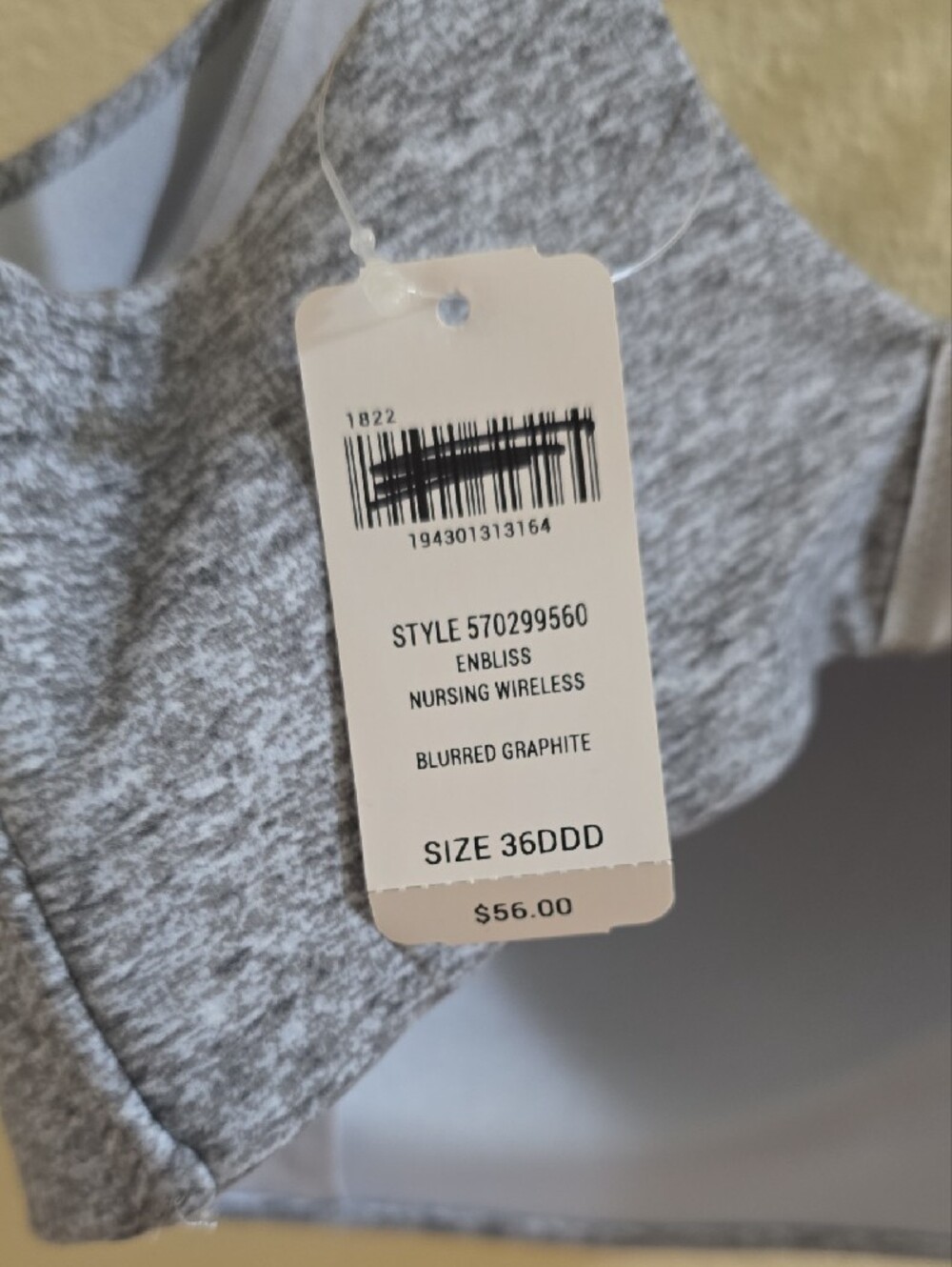 NWT Soma Enbliss Wireless Comfort Nursing Bra - Light Gray Heather - Picture 3 of 3
